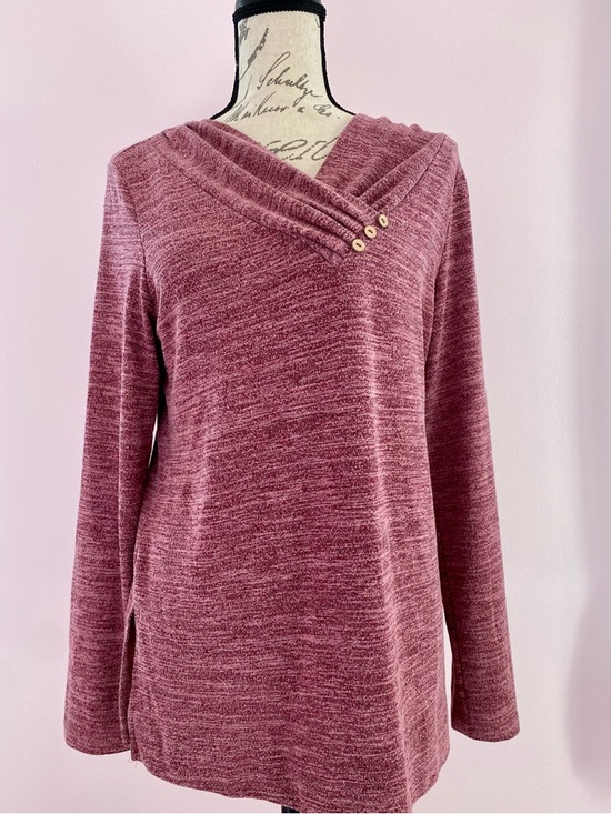 zeagoo Tops - Heathered Mauve Tunic Top with Button Detail Size Medium
